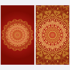 Design Vintage cards with Floral mandala pattern and ornaments. Vector template. Islam, Arabic, Indian, Mexican ottoman motifs. Hand drawn background