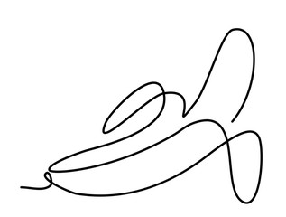 hand-drawn peeled banana in one continuous line