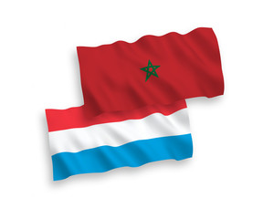 Flags of Morocco and Luxembourg on a white background