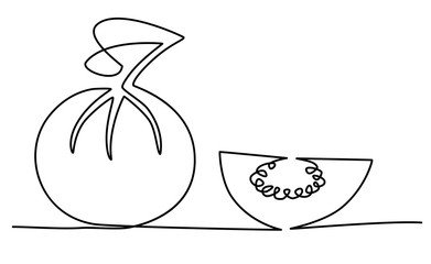 guava farang fruit one solid line vector illustration