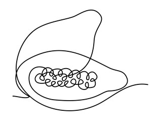 papaya fruit one solid line vector illustration