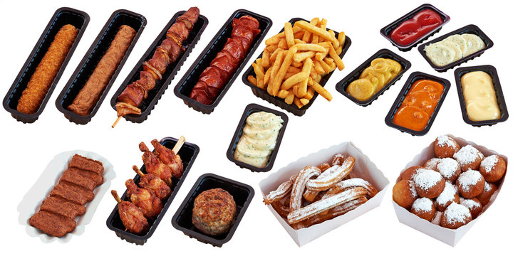 Fast food Snack and french fries. Each snack have a clipping path