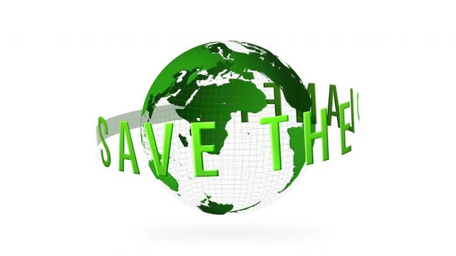 save the planet and green globe graphic animation