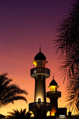 Ramadan Kareem background with the silhouette of Dome mosque