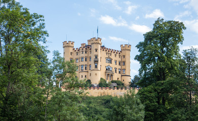 Fototapeta na wymiar Hohenschwangau castle near fuessen, Bavaria, Germany sunny day