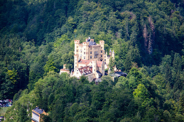 Fototapeta na wymiar Hohenschwangau castle near fuessen, Bavaria, Germany sunny day