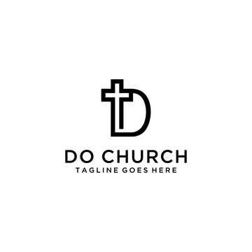 Modern church logo with D sign modern vector graphic abstract.