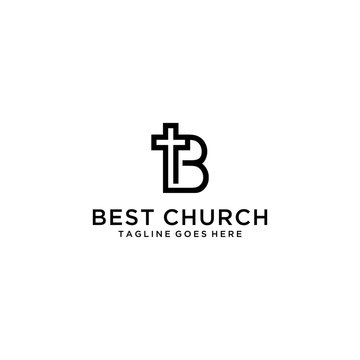 Modern church logo with B sign modern vector graphic abstract.