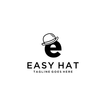 Creative modern hat logo vector with sign E logo design template.