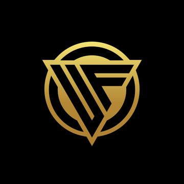 UF logo monogram with triangle shape and circle rounded isolated on gold colors
