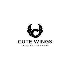 Creative luxury Illustration sign C with wings logo vector emblem