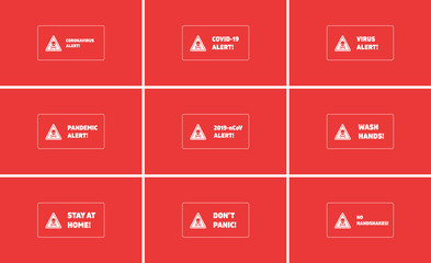 Nine warning signs for danger of virus infection, vector illustration