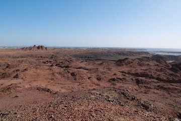 View on Sharm El Sheikh city in Sinai, Egypt, view on Red Sea and Tiran island