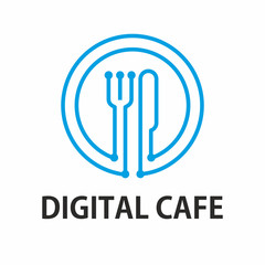 Digital Cafe Logo. Brand for cafe or restaurant. Vector graphics