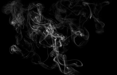 Smoke texture on black background, abstract white  smoke  figure