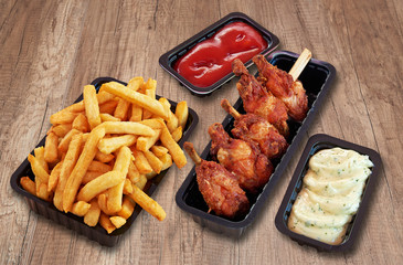  Fast food Snack and french fries. Each snack have a clipping path