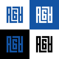 Letter AGA logo template, square shape typography illustration - Vector