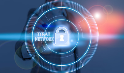 Conceptual hand writing showing Deal Network. Concept meaning platform for secure document sharing...