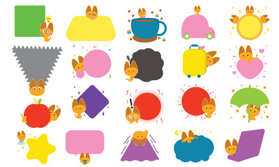 Cute cat label colorful cartoon set vector