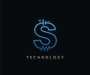 Electric S Letter Icon Design With Electrical Engineering Component Symbol.