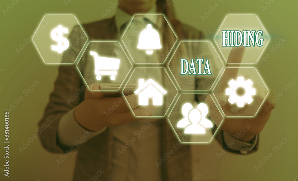 Poster handwriting text writing data hiding. conceptual photo secretly embedding data in graphics images an