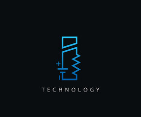 Electric I Letter Icon Design With Electrical Engineering Component Symbol.
