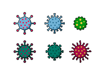 set of virus and bacterial icons in various types. illustration of a deadly disease outbreak. vector of HIV, AIDS, SARS, MERS, CORONA