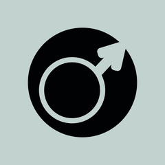 Male icon in black circle on gray background. Vector.
