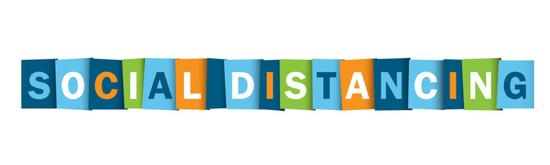SOCIAL DISTANCING colorful vector typography banner
