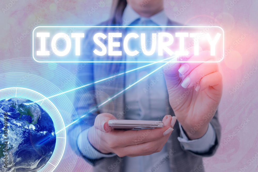 Poster text sign showing iot security. business photo text practice of eradicating vulnerabilities in iot d