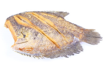 fried fish on a white background