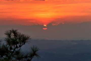 Sunset  Phu Kradueng National Park , located in Phu Kradueng District in Loei Province : Thailand 