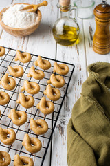 Traditional italian snack taralli ready to bake