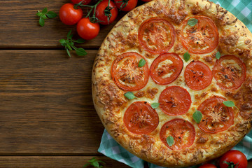 pizza Margarita on a dark background