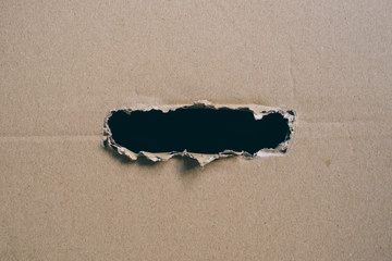 torn or ripped corrugated paper cardboard for copy space. Concept of shipping, delivery and information announcement
