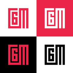 Initial letter CGM logo template, square shape typography symbol - Vector