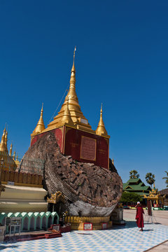 A Buddhist Monk at Old Hti of the Shwemawdaw Pagoda, Bago, Myanmar