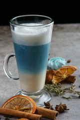 blue anchan tea with milk