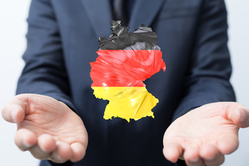 map of Germany. Wire frame 3D mesh polygonal network line, design.