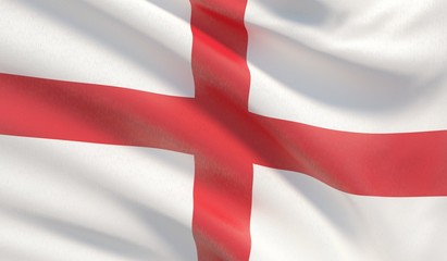 Fototapeta premium Waving national flag of England. Waved highly detailed close-up 3D render.