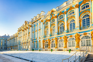 Fototapeta na wymiar Ekaterininsky Palace, Tsarskoye Selo (Pushkin) suburb of Saint Petersburg. Russia.