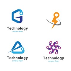 Circular technology circuit icon logo