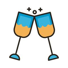 wine cups toast line and fill style icon