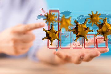 Financial stock graph has down from virus corona outbreak..