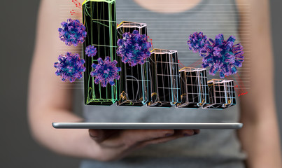 Financial stock graph has down from virus corona outbreak..