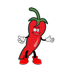 Red Chili with Emoticon illustration vector