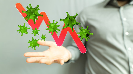 Financial stock graph has down from virus corona outbreak..