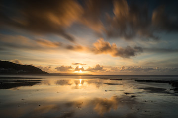 Obraz premium Westward Ho beach sunset
