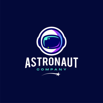 astronaut helmet logo icon illustration on trendy colorful cartoon style