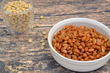 Kacang Kedelai Goreng or Fried Soybeans. Indonesian snacks or toppings. Indonesian Street Food